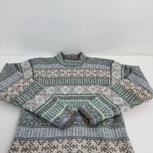 Vintage 80’s  L.L.Bean Fair Isle Mock Neck wool sweater